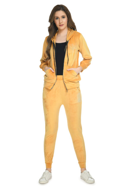 Mustard Velvet Tracksuit for Women