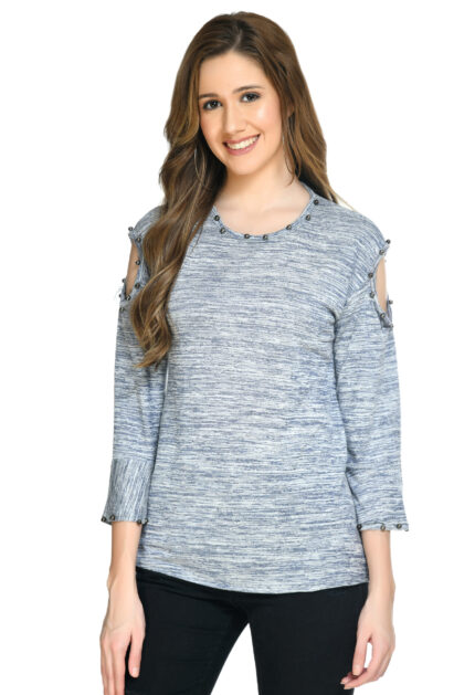 Stylish V-Neck Cold-Shoulder Top